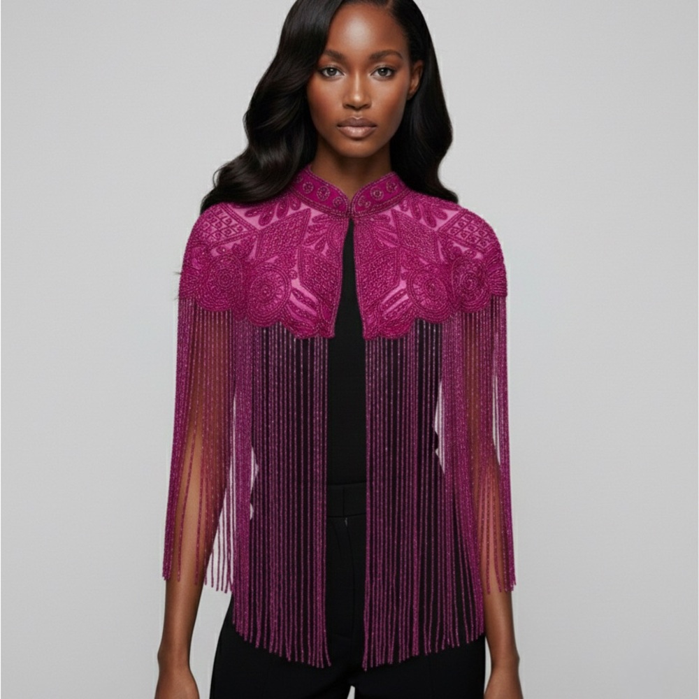 Hot Pink Fringe Cape